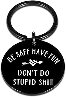 Funny Keychain for Son Daughter Christmas Birthday Gifts for Teens Boys Girls from Mom Don’t do Stupid Keychain Stocking Stuffer Valentines Gag Gifts for Him Her Graduation Holiday Gift for Teenagers