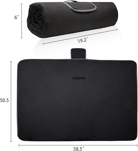 Miniatura 6 de Tirrinia Manta impermeable para exteriores, 51 x 59 pulgadas, tapete de vellón Sherpa para estadio, resistente al viento, para barco, viajes,