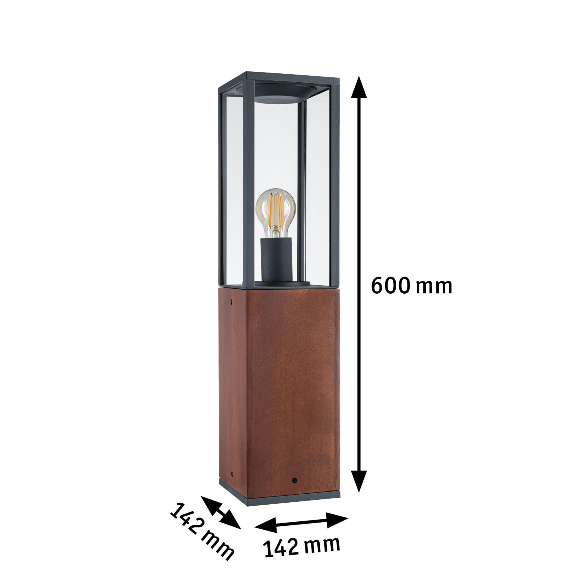 Paulmann 94676 Lampada LED per esterni oggetto luminoso Timba IP44 600mm paletto d’illuminazione senza lampadina angolare max. 60 W Outdoor legno E27