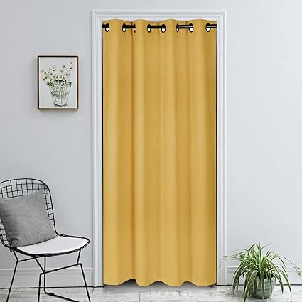 Amazon Havargo 間仕切りカーテン 断熱防寒 のれん 180cm丈 おしゃれ 暖簾 アコーディオンカーテン 突っ張り棒カーテン 目隠しかーてん イエロー 1x180 のれん オンライン通販