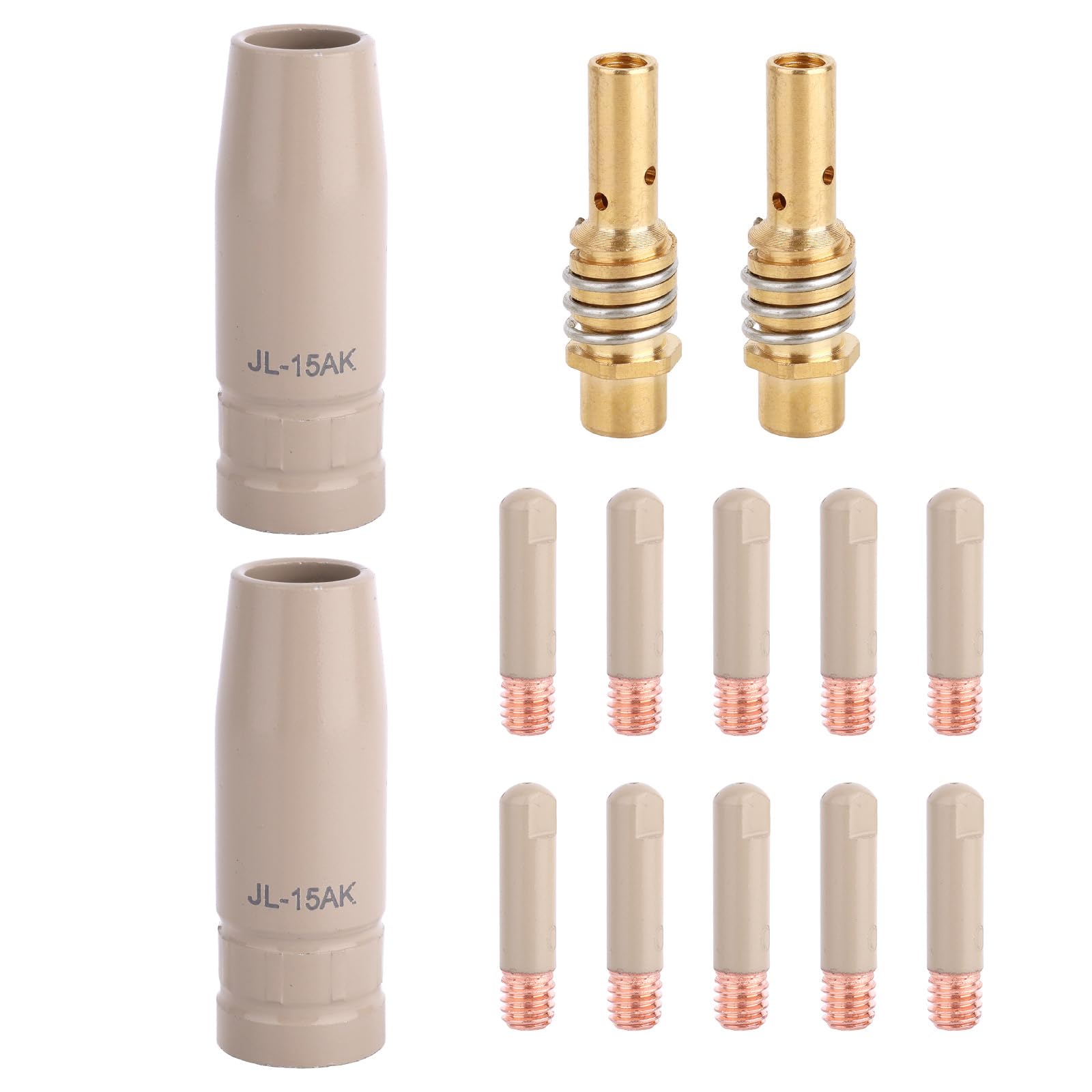 14pz Ugello per Saldatura MIG con Rivestimento Antiaderente, 10 Punte di Contatto da 0,9mm 2 Diffusori 2 Ugelli Compatibile Torce di Saldatura con MB15 e 15AK