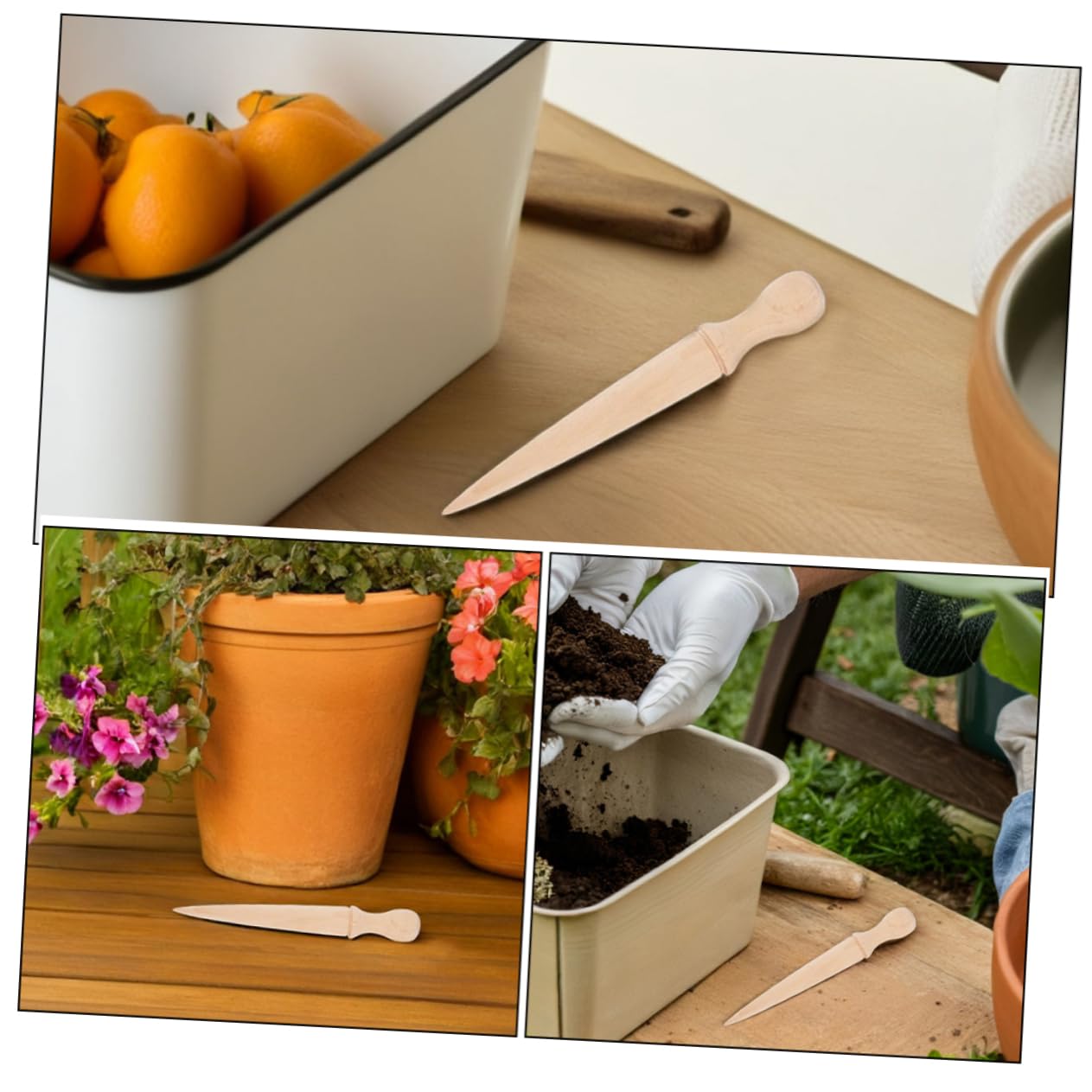 UPKOCH Herramienta De Jardinería De Perforadora De Jardín Mango De Madera Diseño Ergonómico