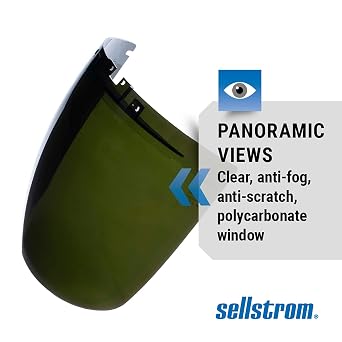 Sellstrom Replacement Window for DP4 Safety Face Shields, Anti-Fog Coating Polycarbonate, Shade 5 UV/IR Tint, S32150