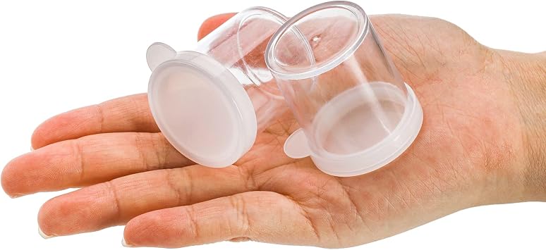 ZENFUN Set of 100 Mini Plastic Paint Cups with Lids, 0.85 Oz(25ml) Paint Container Pots in Bulk, Clear Paint Storage Jars for Kids, Art, DIY Crafts