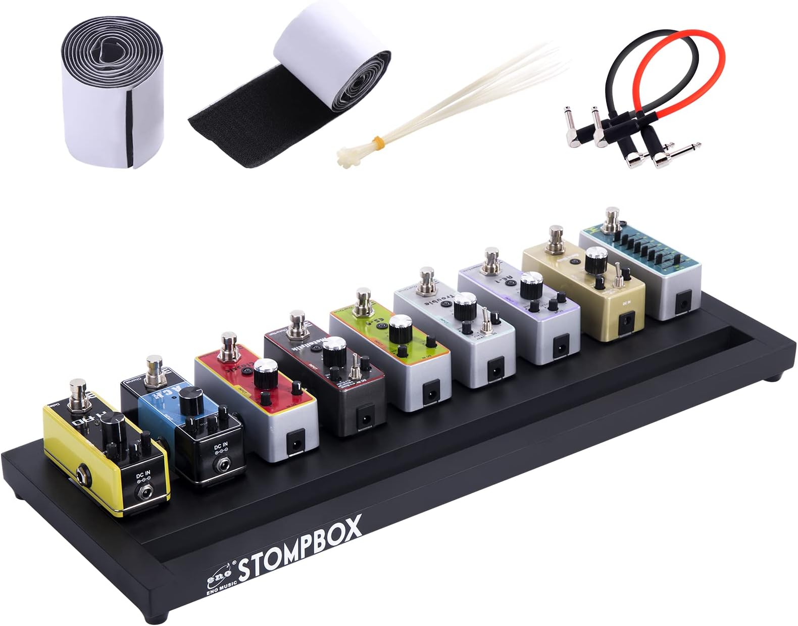 ENO MUSIC Stompbox Medium Portable Aluminum Alloy Guitar Effects Pedal Board Including Mounting Tape and Cable Ties/Pedals Accessories 20"