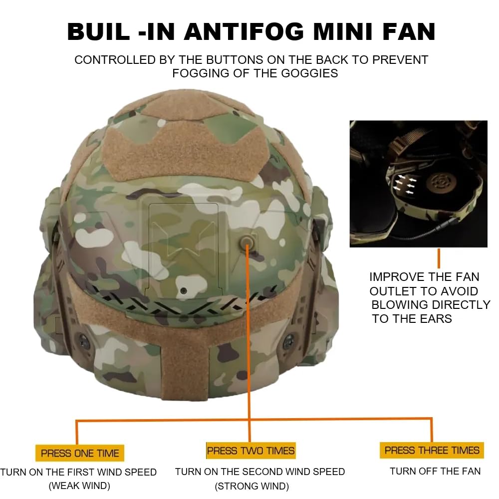 ACEXIER Casque d'assaut Tactique II avec Masque Casque Anti-buée Ventilateur Militaire Chasse Airsoft Casque CS Paintball équipement de Protection intégral