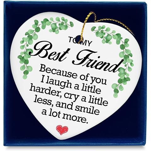 Gift for Best Friend, Friendship Gifts Ceramic Ornament Keepsake, Best Friend Thank You Gift, Best Friend Hanging Ceramic Ornaments Plaque