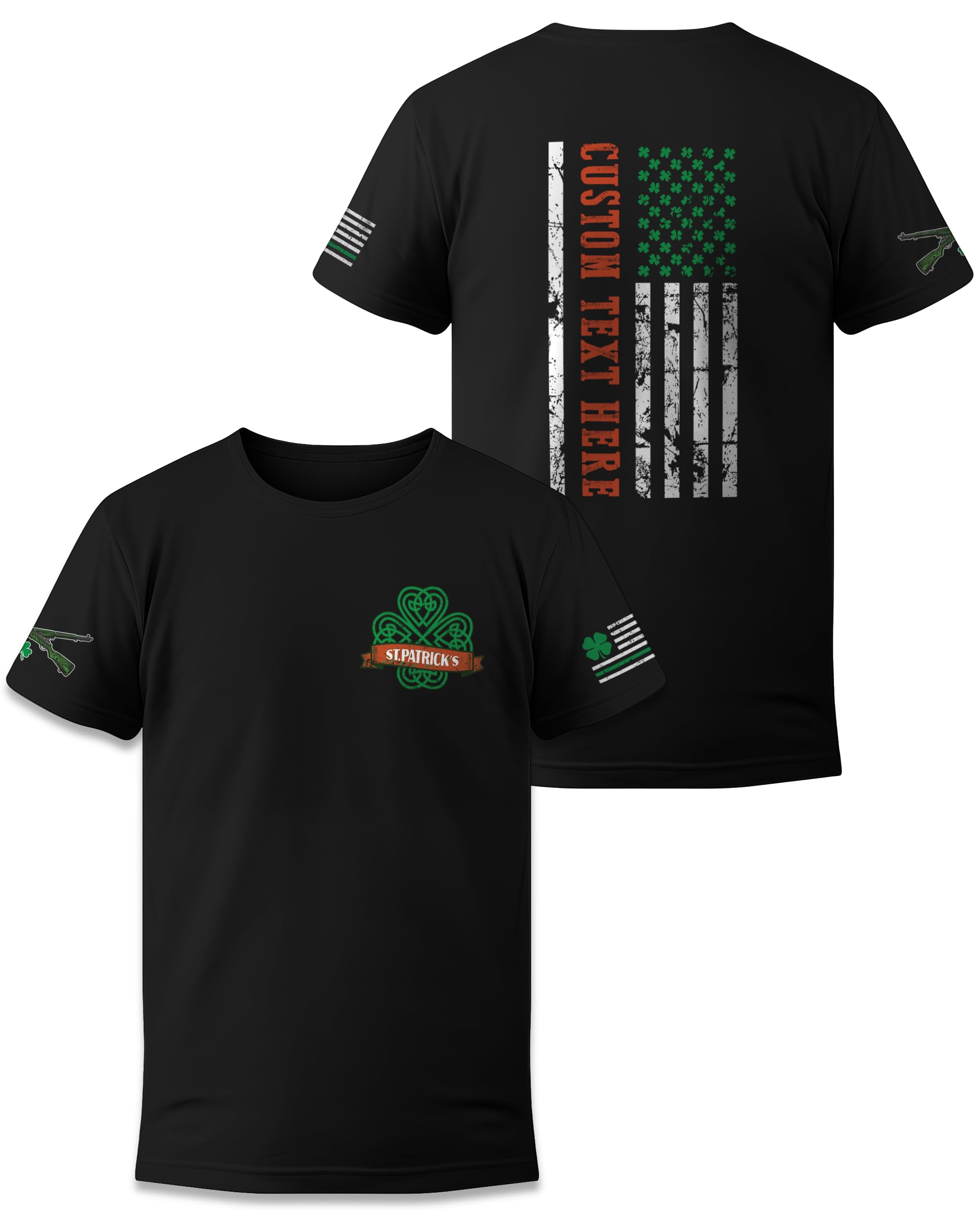 Personalized St. Patrick’s Day Shirt, Irish Shamrock American Flag Design with Custom Text