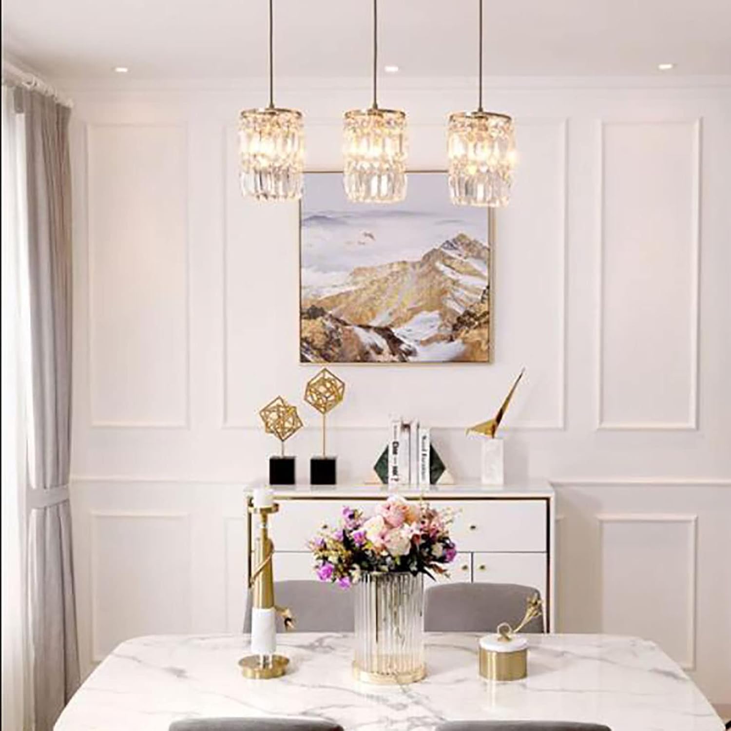 Chandelier Light, Chandelier E27 Crystal Chandelier Light Concise Lighting Restaurant Light for Dining Room Bar Dining Table Aisle Light/Golden./67 * 120Cm(17 * 120Cm)