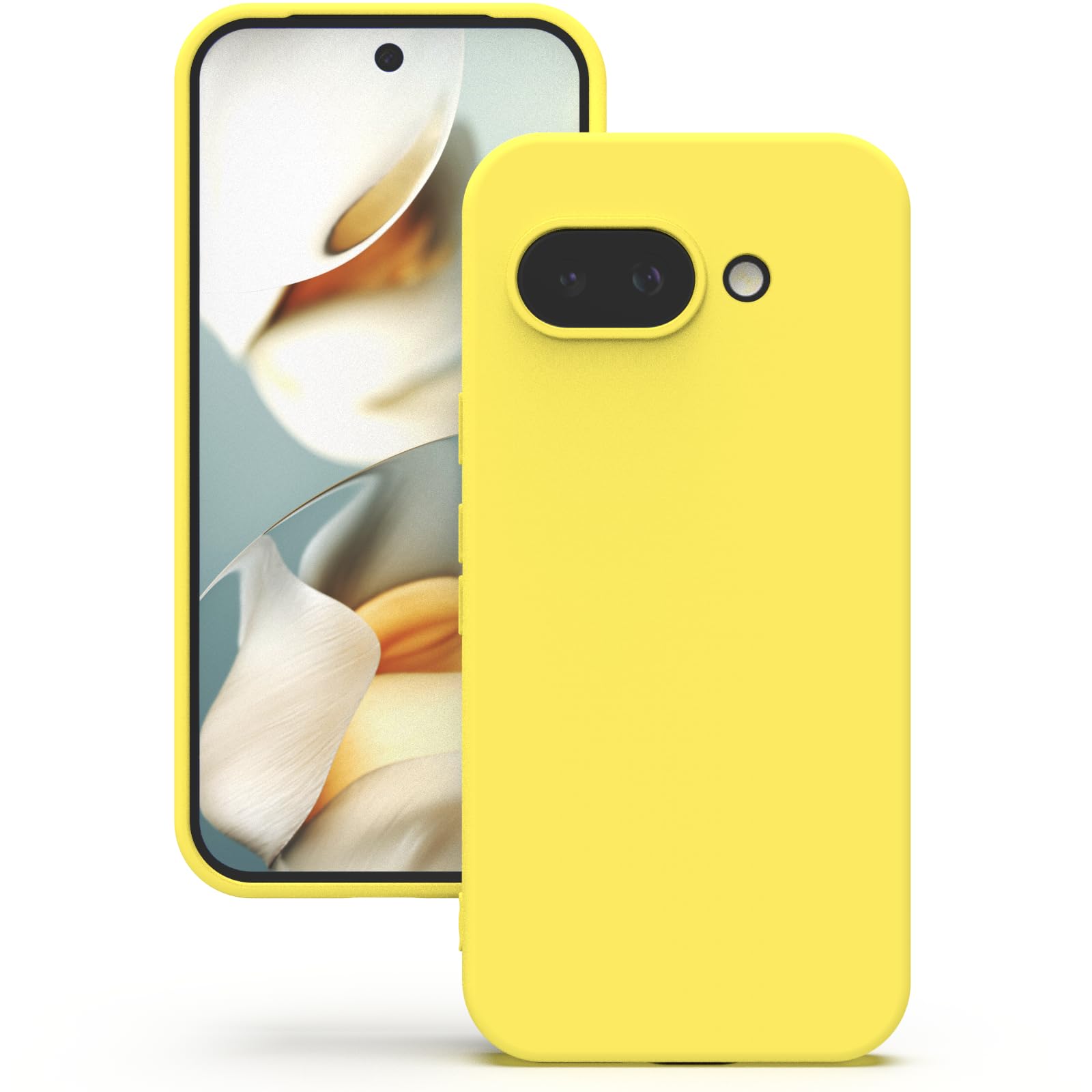 YATWIN Hülle für Google Pixel 9a, Silikon Handyhülle mit Futter, 1mm Kamera und Displayschutz, Dünn & Leicht, Anti Kratzer Case, Gelb