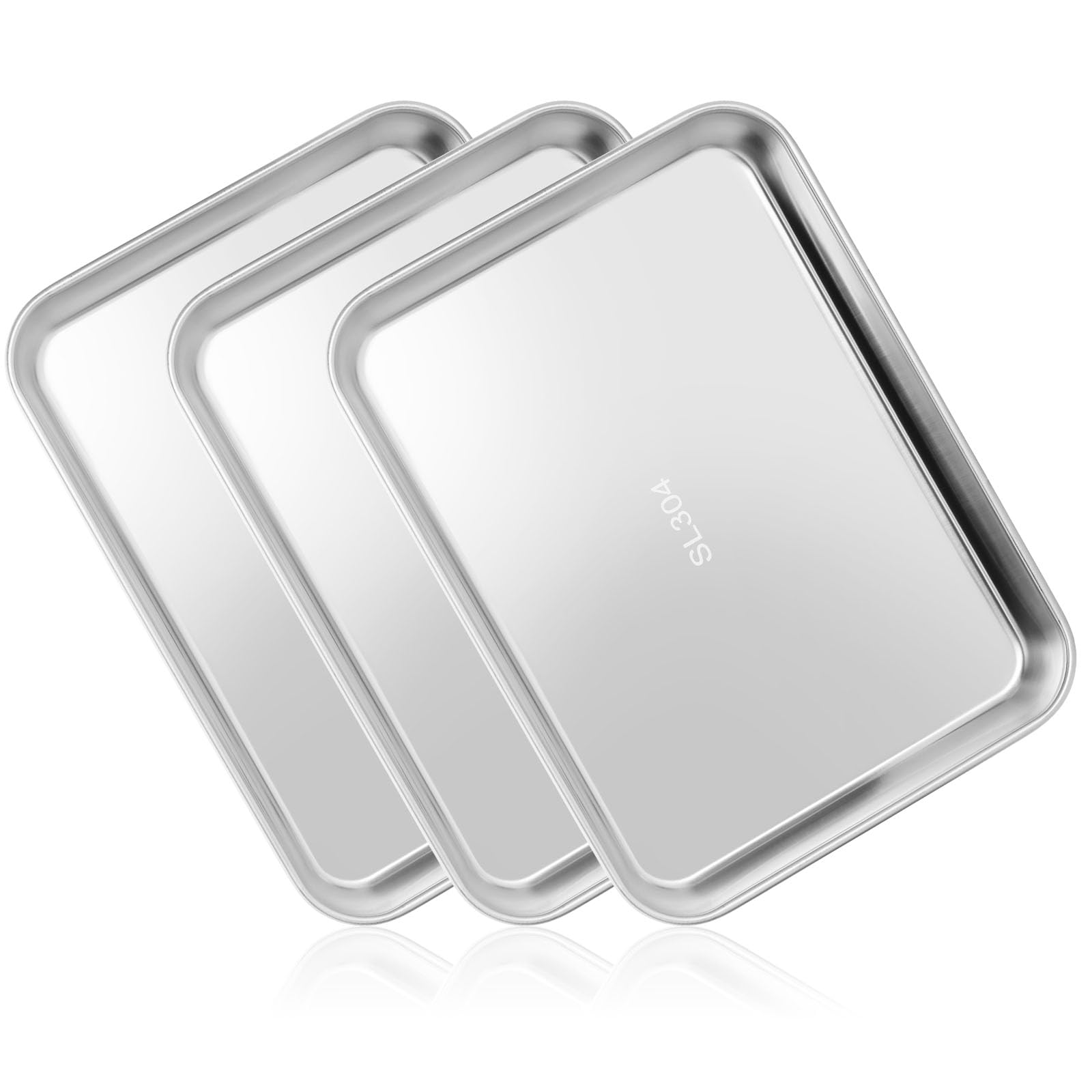 JMU 3 Pack Stainless Steel Instrument Tray Thickened 9.1" x 6.7" x 1.1"