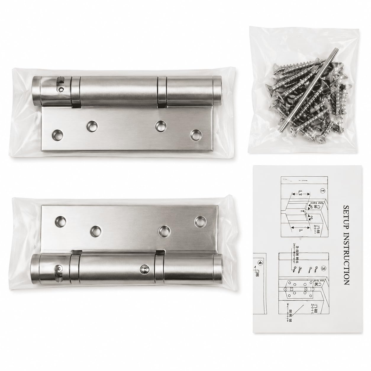 MidGard Hydraulisches Türscharnier mit Kugellager, selbstschließend, Edelstahl Scharnier 4 Stk. inkl. Schrauben