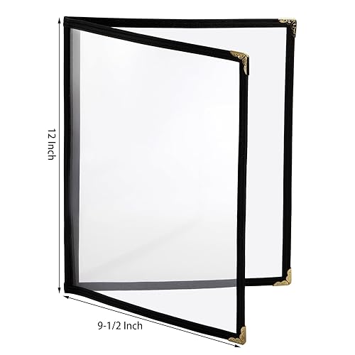 Miniatura 3 de Nicunom 12 fundas para menú de restaurante, 8.5 x 11 pulgadas, 2 páginas, 4 soportes transparentes de menú para bar, cafetería, restaurante, borde