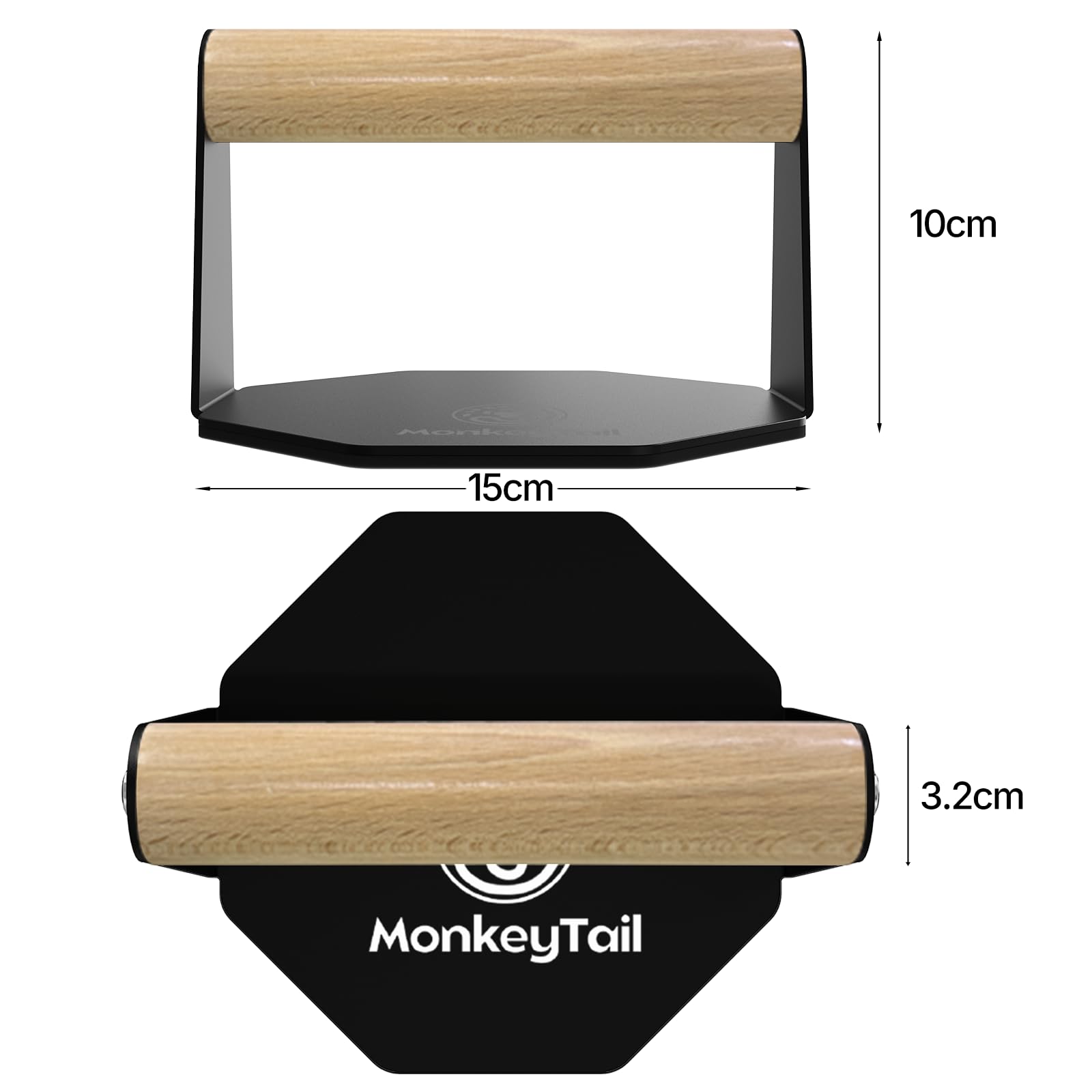 MonkeyTail Liegestützgriffe – Home Gym Ausrüstung für Push-Ups & Armmuskeltraining – Schaumgriff (Schwarz) aus Eisen + Holz