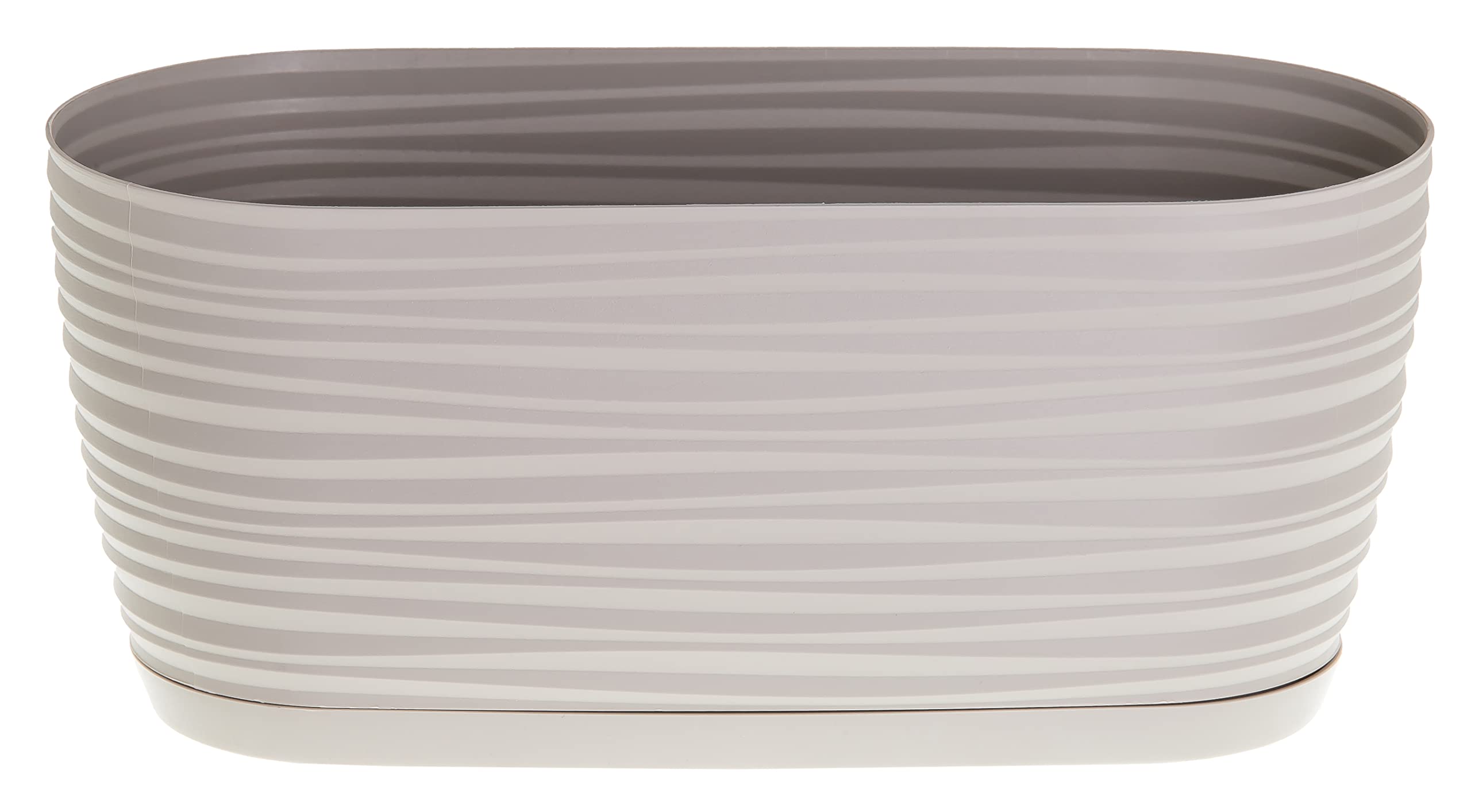 SPARKLE PLANTS Sahara Indoor Plant Pots – Modern Oval Plastic Flower Pots with Drainage Hole & Saucer – 7 Sizes, 8 Colours for Succulents, Herbs, Flowers & Houseplants (27 cm, Light Grey, Oval)