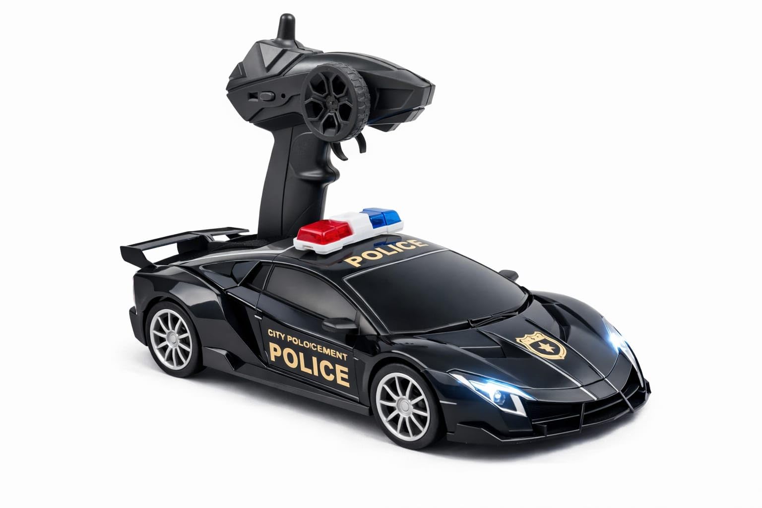 VU Toys Remote Control Police Car for Kids (4+ Years) Includes USB Pin Charging Cable – (Black) High-Speed Rechargeable RC Car with LED Lights & Music | 2.4GHz Remote, Anti Skid Rubber Tires-image-16