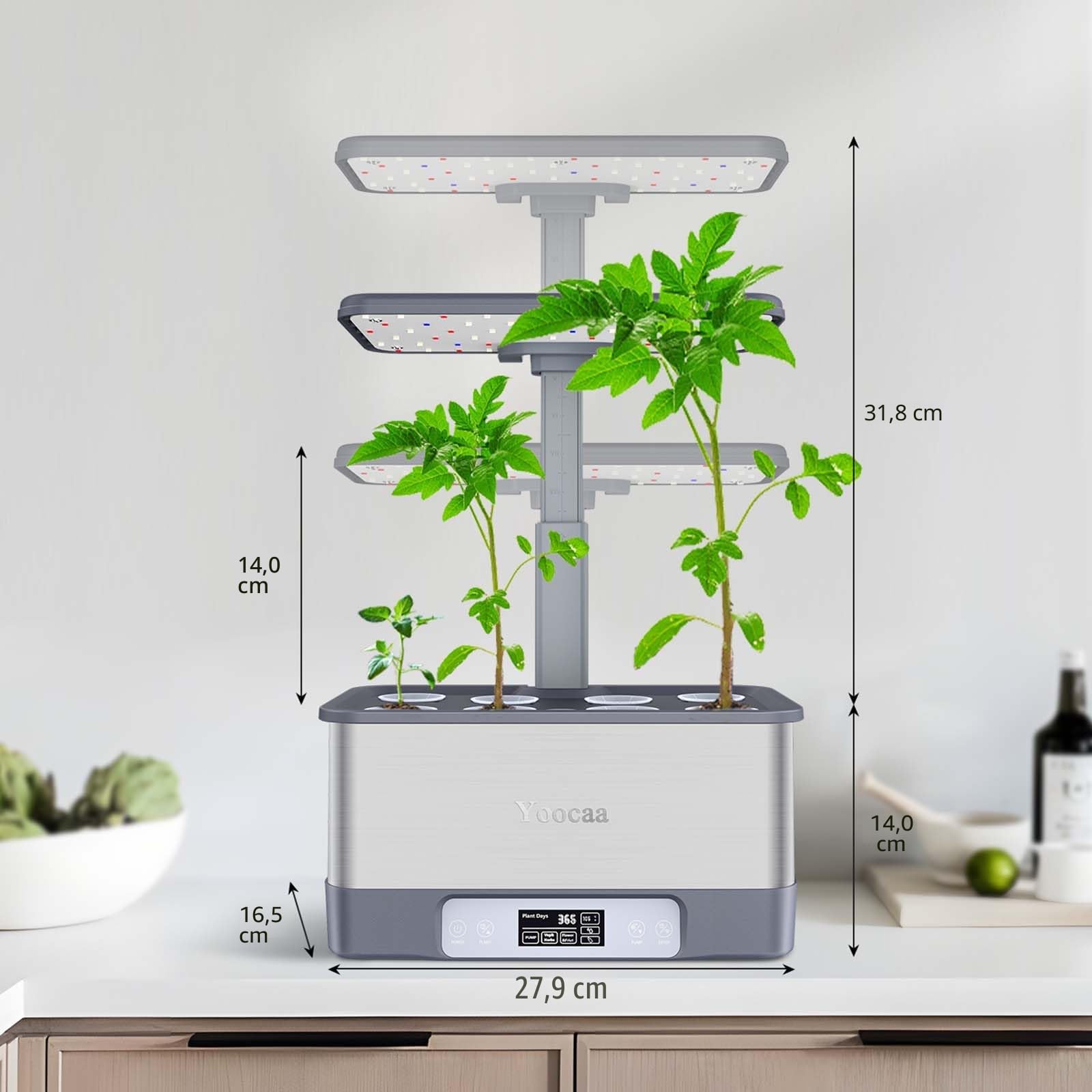 Sistema di Coltivazione Idroponica con LED Timer Automatico, Serra Idroponica Smart Garden con Controllo App, Kit Regolabile per Casa e Cucina, 8 Pods (Altezza Massima 45cm)