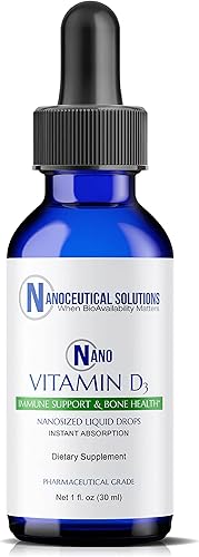 NANO VITAMINA D3 Gotas líquidas nanosizadas, ABSORCIÓN RÁPIDA, 5000 UI potente formulación, Fortalece los huesos y los músculos, apoya el corazón