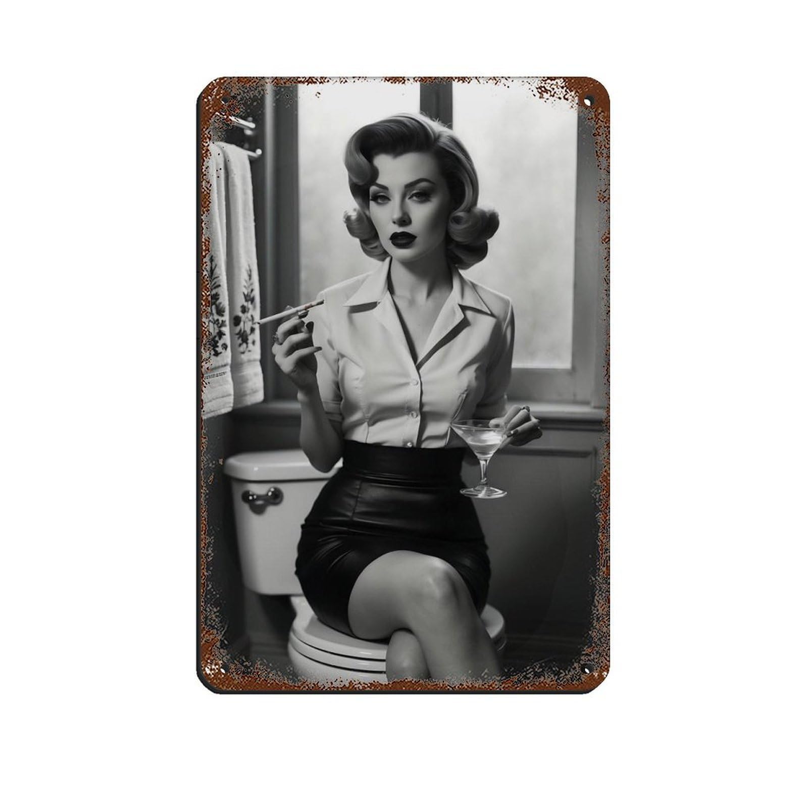 Monochrome Retro Poster, Hollywood Style Retro Poster Metal Tin Sign Chic Art Retro Iron Painting Bar People Cave Cafe Family Garage Poster Wall Decoration 8x12inch(20x30cm)