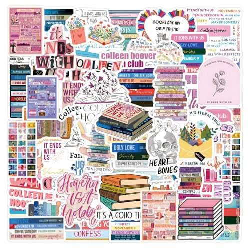 Chingcoo 124 adesivi estetici per Kindle, impermeabili, per laptop, Kindle, MacBook, diario e album di ritagli, regali creativi per gli amanti dei libri (D)