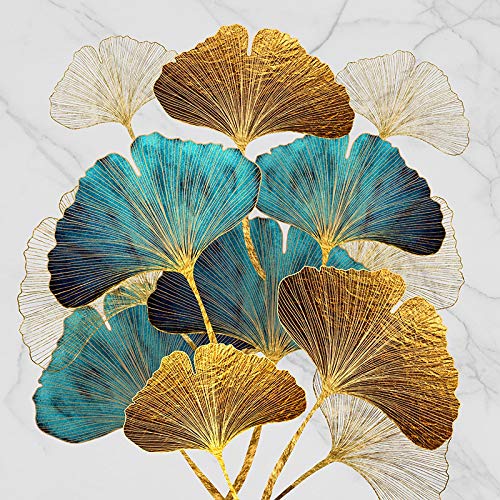 Peinture de feuille de plante KEBIA 60x60 cm pour décoration d'entrée moderne