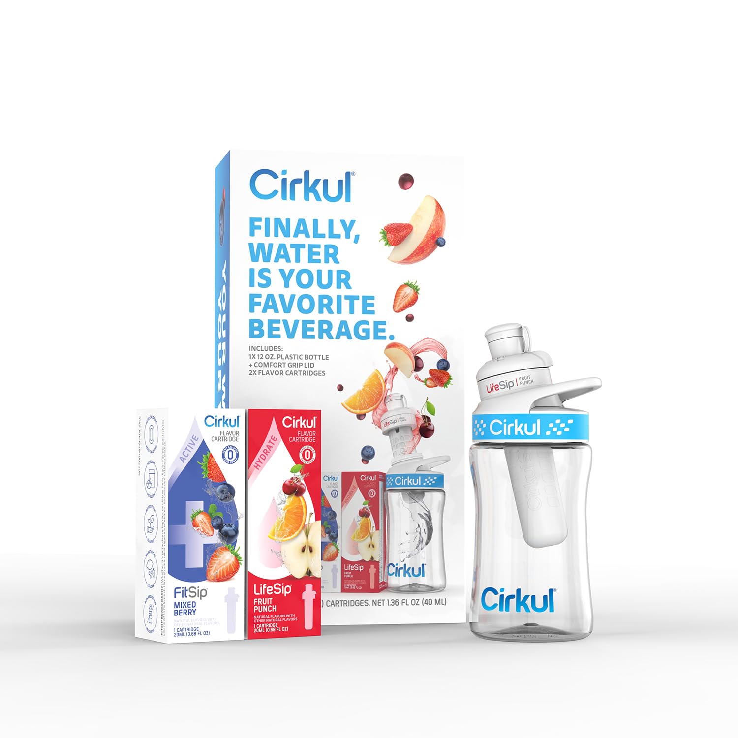 Amazon.com: Cirkul 12oz BPA-Free Plastic Water Bottle Starter Kit for ...