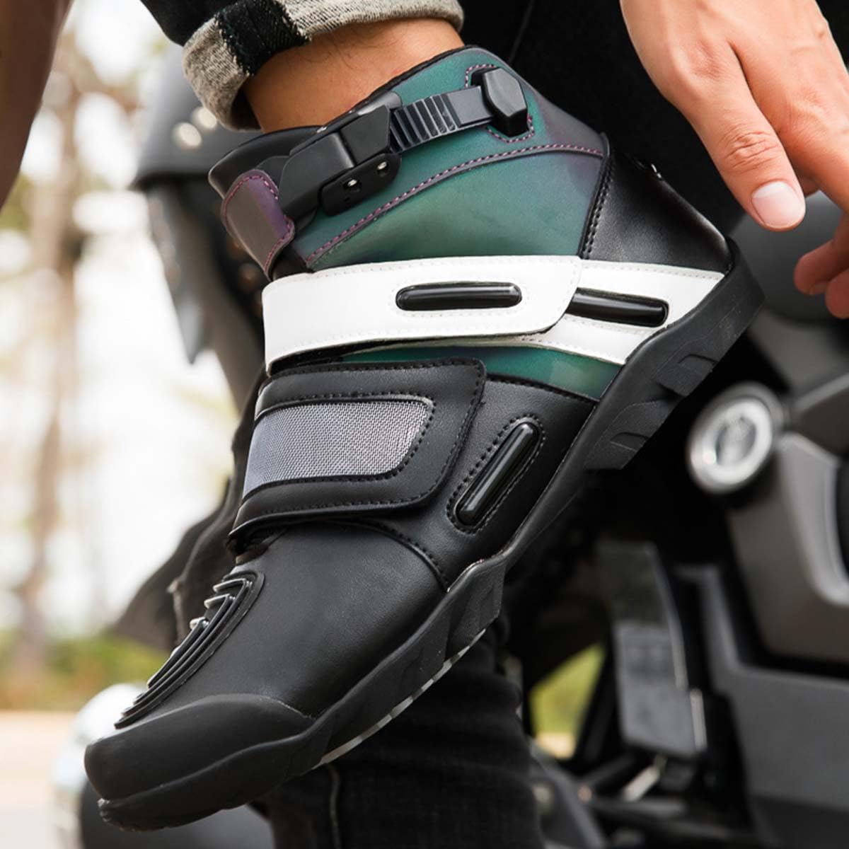 Bottes de Moto Chaussures Moto pour Homme Femme