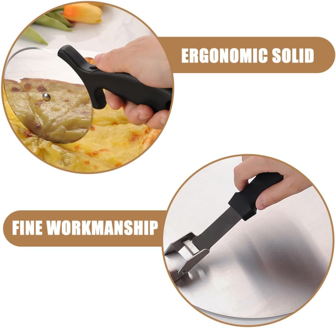 UPKOCH Stainless Steel Pizza Cutter and Spatula Set 25cm Handheld Pizza Shovel Baking Tool for Home Kitchen