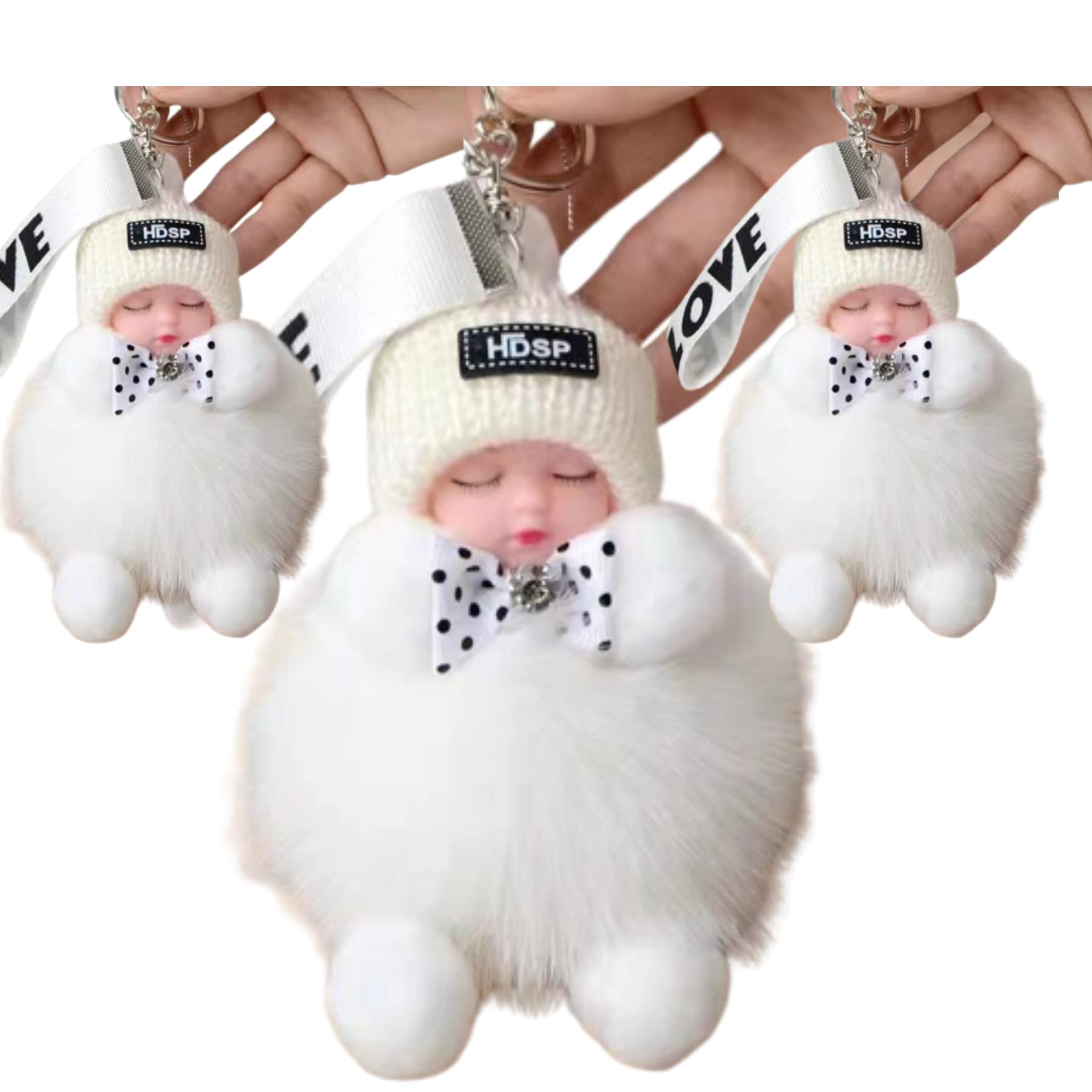 WLMCYSG Fox Sleep Doll Charm Car Key Chain Plush Bag Charm Fashion Teen Girl Heart