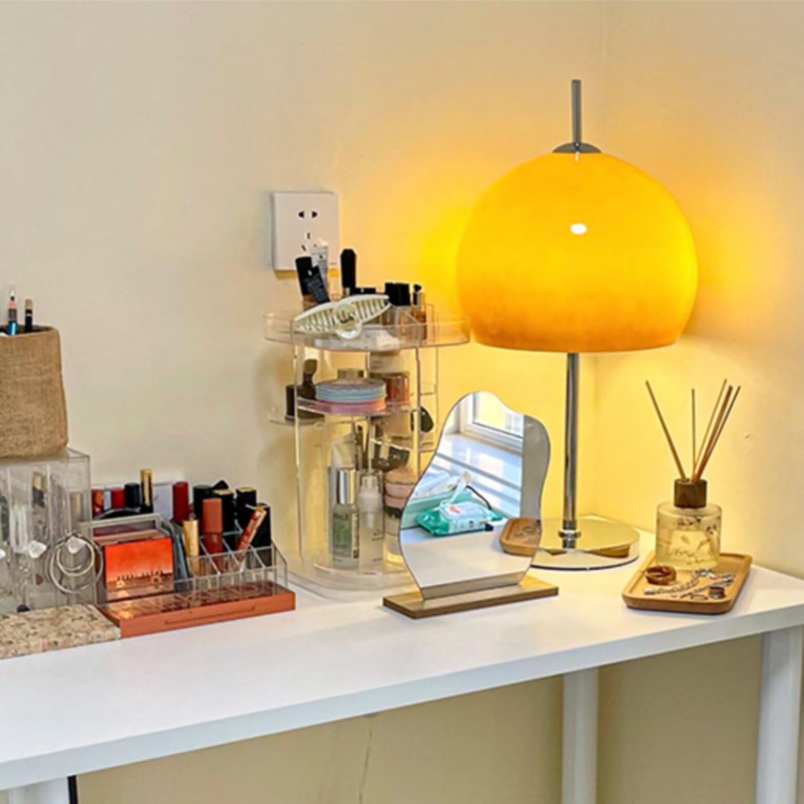 Vintage Glas Pilz Tischlampe - Stil Nachtlicht für Schlafzimmer & Wohnzimmer - Dekorative Atmosphäre Beleuchtung
