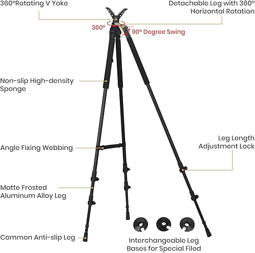 Miniatura 3 de Leader Accessories Altura ligera del trípode del palillo del tiroteo de la aleación de aluminio ajustable 20,08" a 65,35"