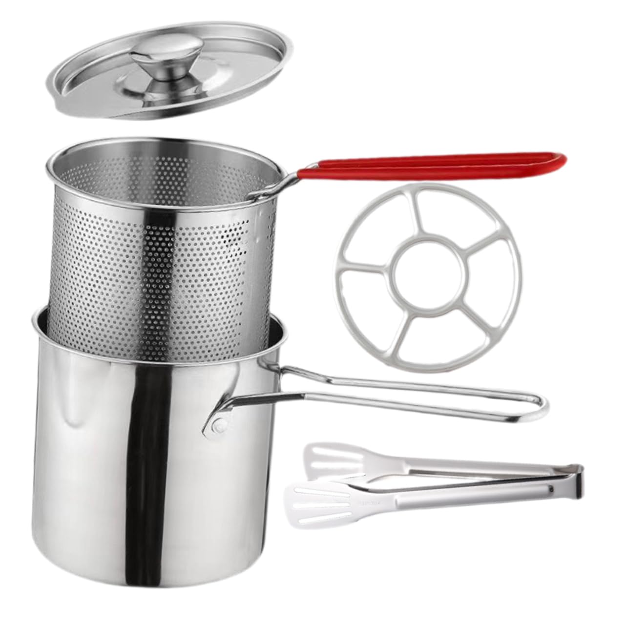 VINTORKY 1Set Fryer Kit with Fry Pot Deep Frying Basket and Lid for Cooking Shrimp Chicken and Fries Lightweight Easy to Handle Versatile for Home Use