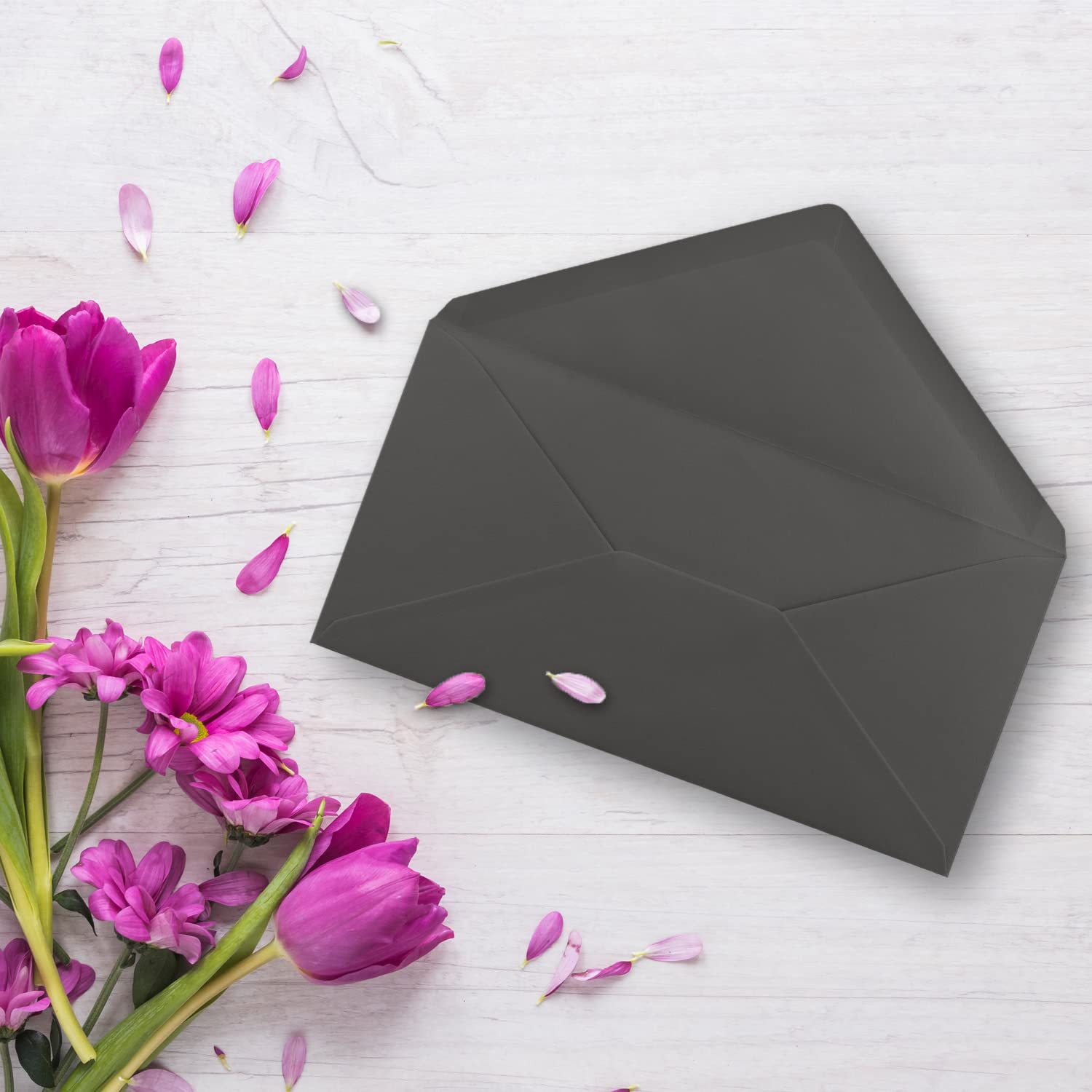FarbenFroh by GUSTAV NEUSER 75 envelopes dark grey/anthracite DIN long 110 x 220 mm (11 x 22 cm) wet-glued without window Ideal for invitation cards FarbenFroh series - Image 2