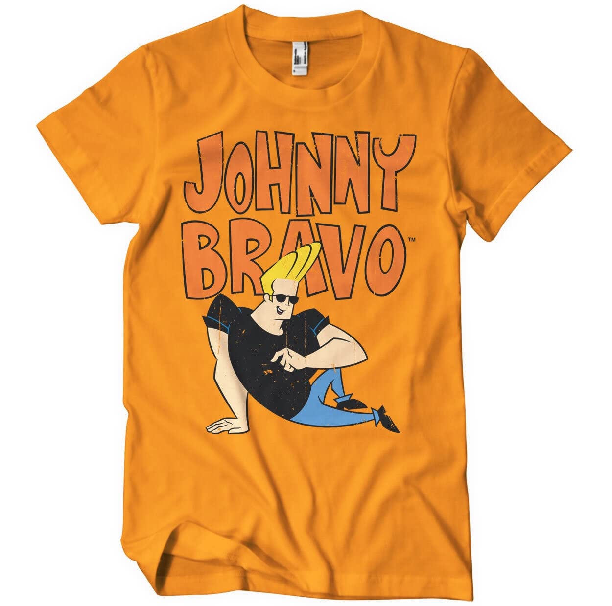 Johnny Bravo Officially Licensed Mens T-Shirt (Orange), Large