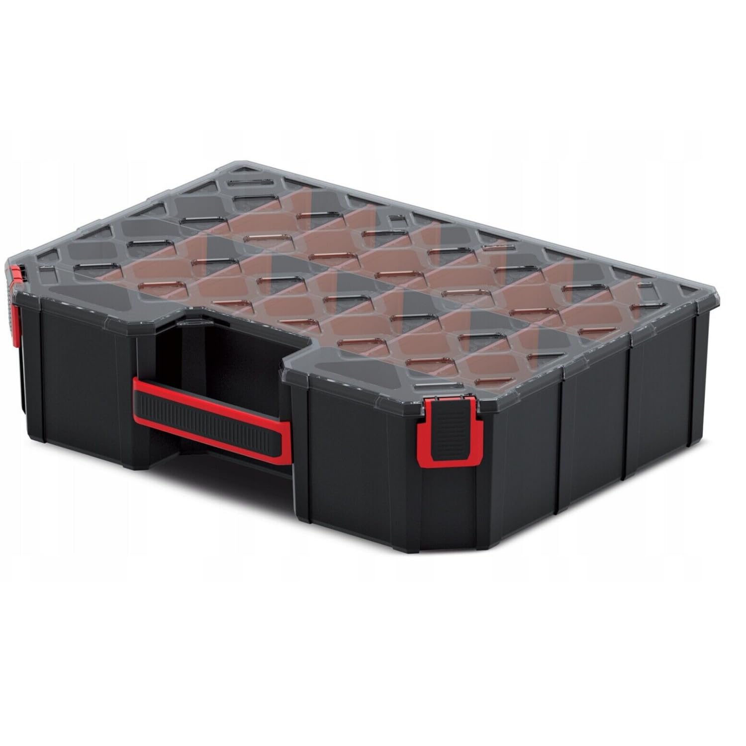 B2C Tager DIY Storage Organiser Compartment Parts Screws Carry Case Tool Box Workshop Garage Home (Medium Tall)
