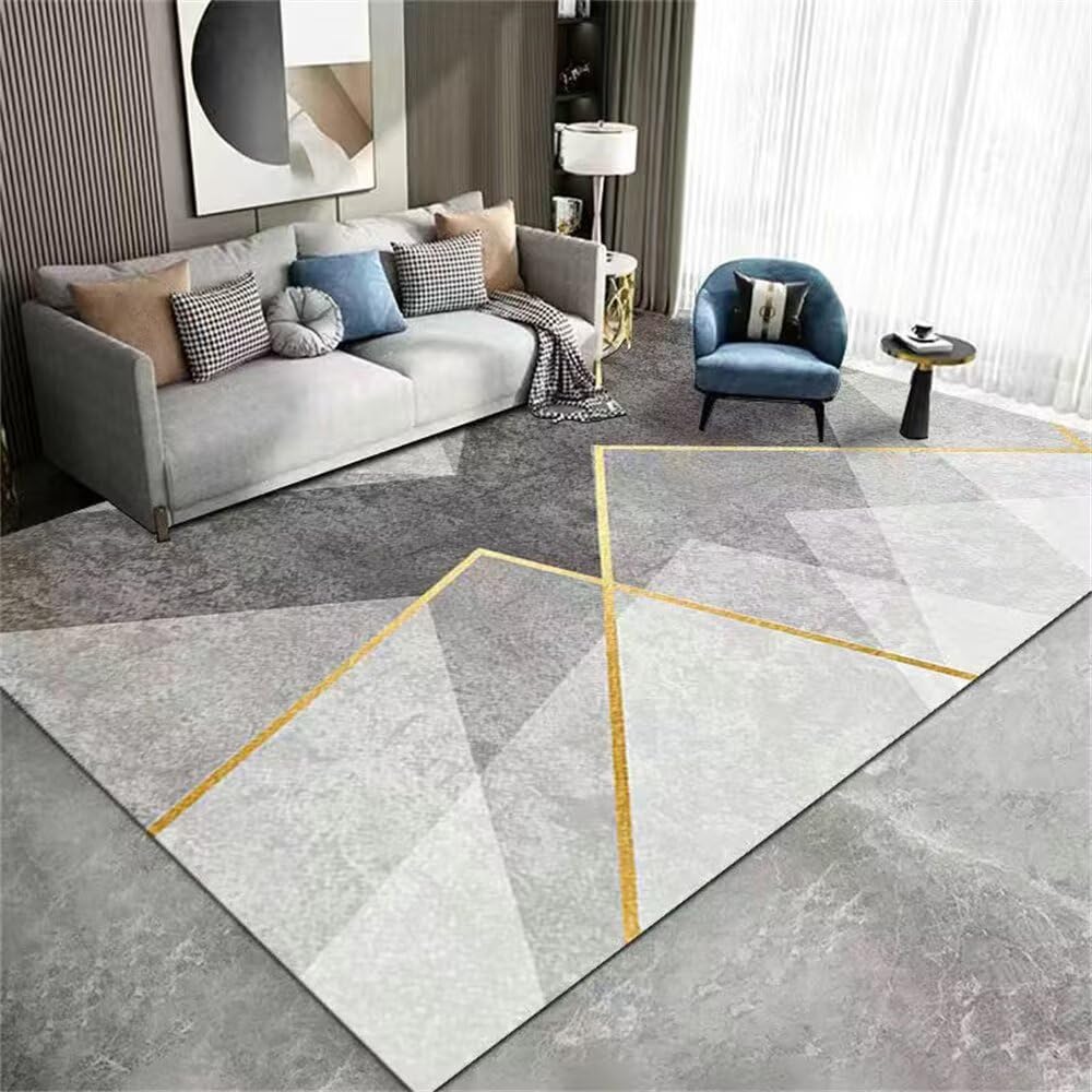 Canapé chambre ado et tapis moelleux gris rayé 100x150cm pour déco moderne