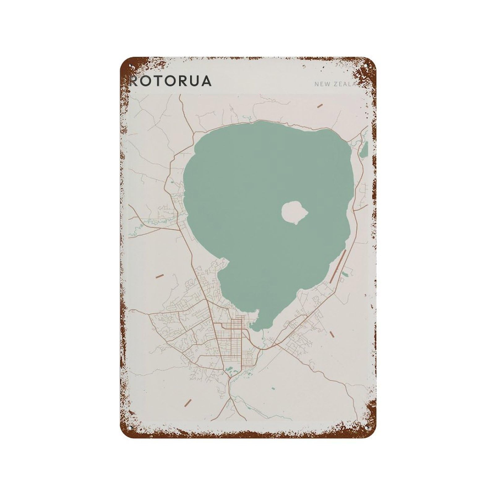xiaoxiaoshen Rotorua Map Decor New Zealand Wall Decor Art Metal Tin Poster Modern Home Decor Art Home Bar Shop Decorations Vintage Sign 30x20cm