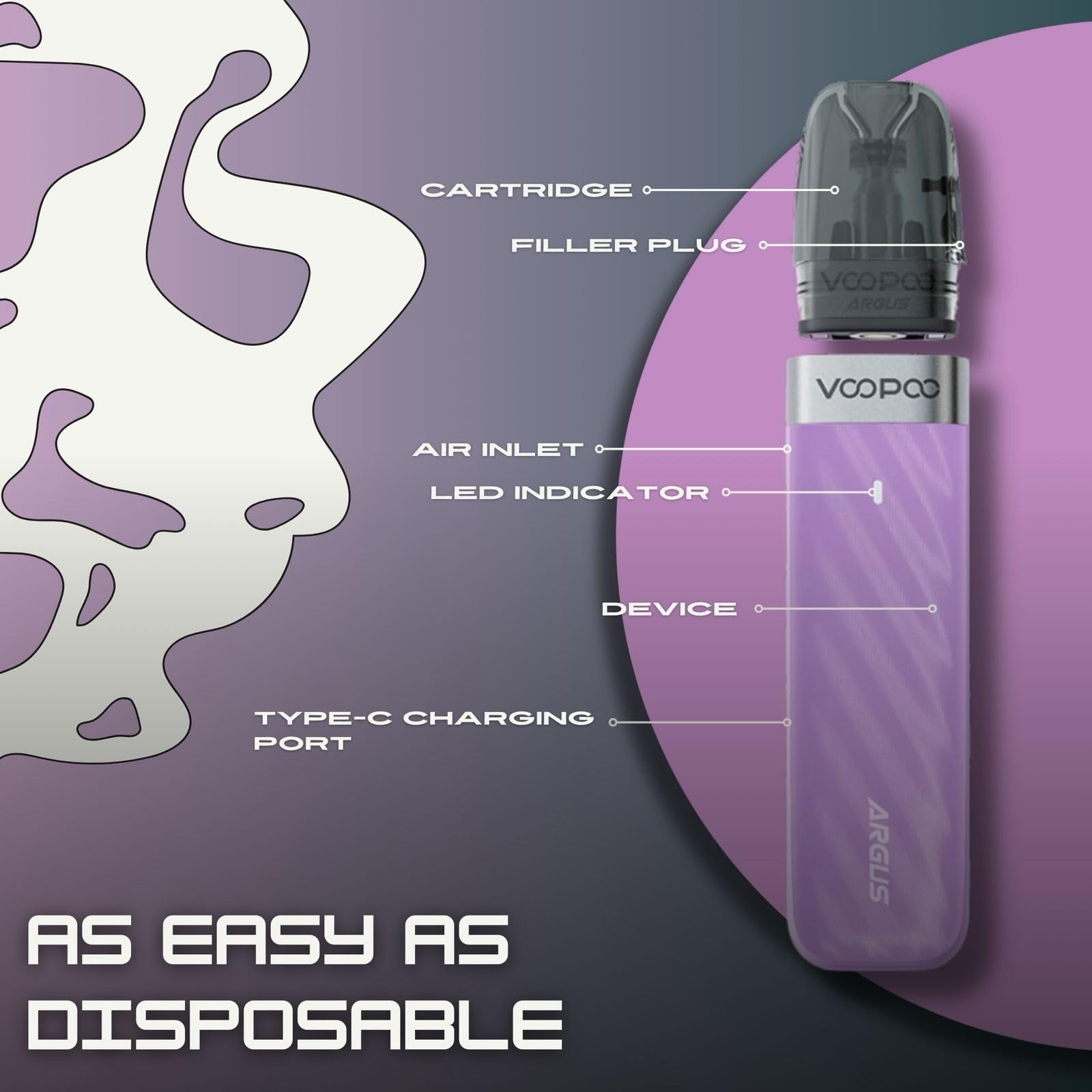 VOOPOO Argus Z Vape Kit  900mAh Pod System with 2ml Refillable Pod,  Leak-Resistant Design & Auto-Draw Activation  Compact & Beginner-Friendly  Vape Device Nicotine Free (LAKE BLUE): Amazon.co.uk: Electronics & Photo