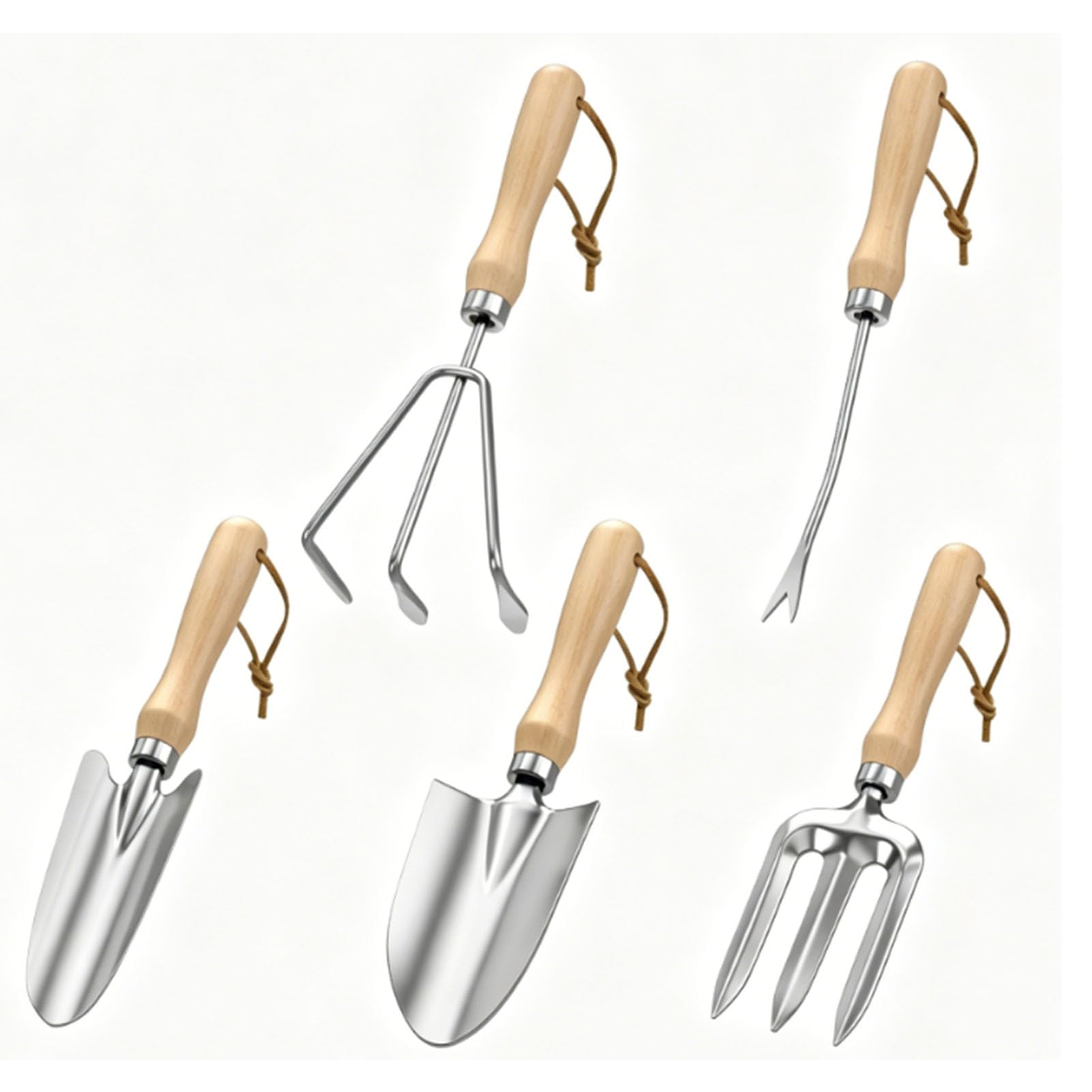 SUNGOOYUE 6 Pièces Grattoir de Jardin en Acier Inoxydable, Manche en Bois