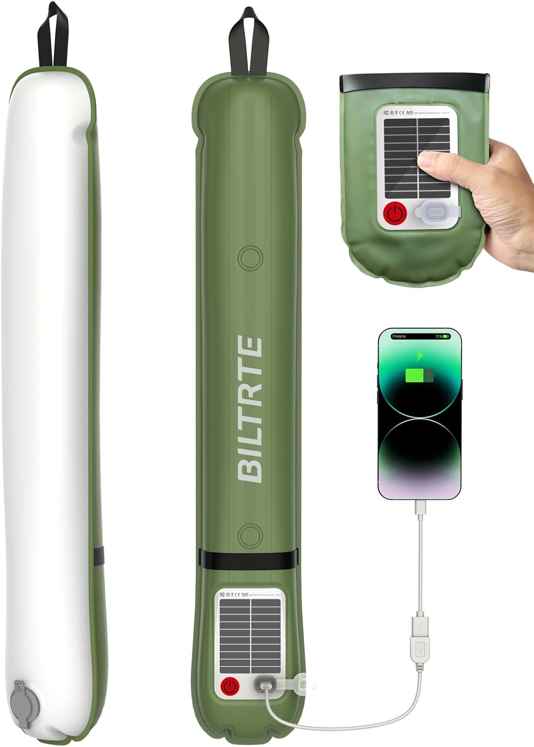 2 Pack Photo voltaic Tenting Lantern – Inflatable LED Lamp, USB Rechargeable, 4 Lighting Modes, IP66 Waterproof -Moveable Collapsible Tent Gentle for Mountaineering, Survival KitsHurricane & Energy Outage (Inexperienced)