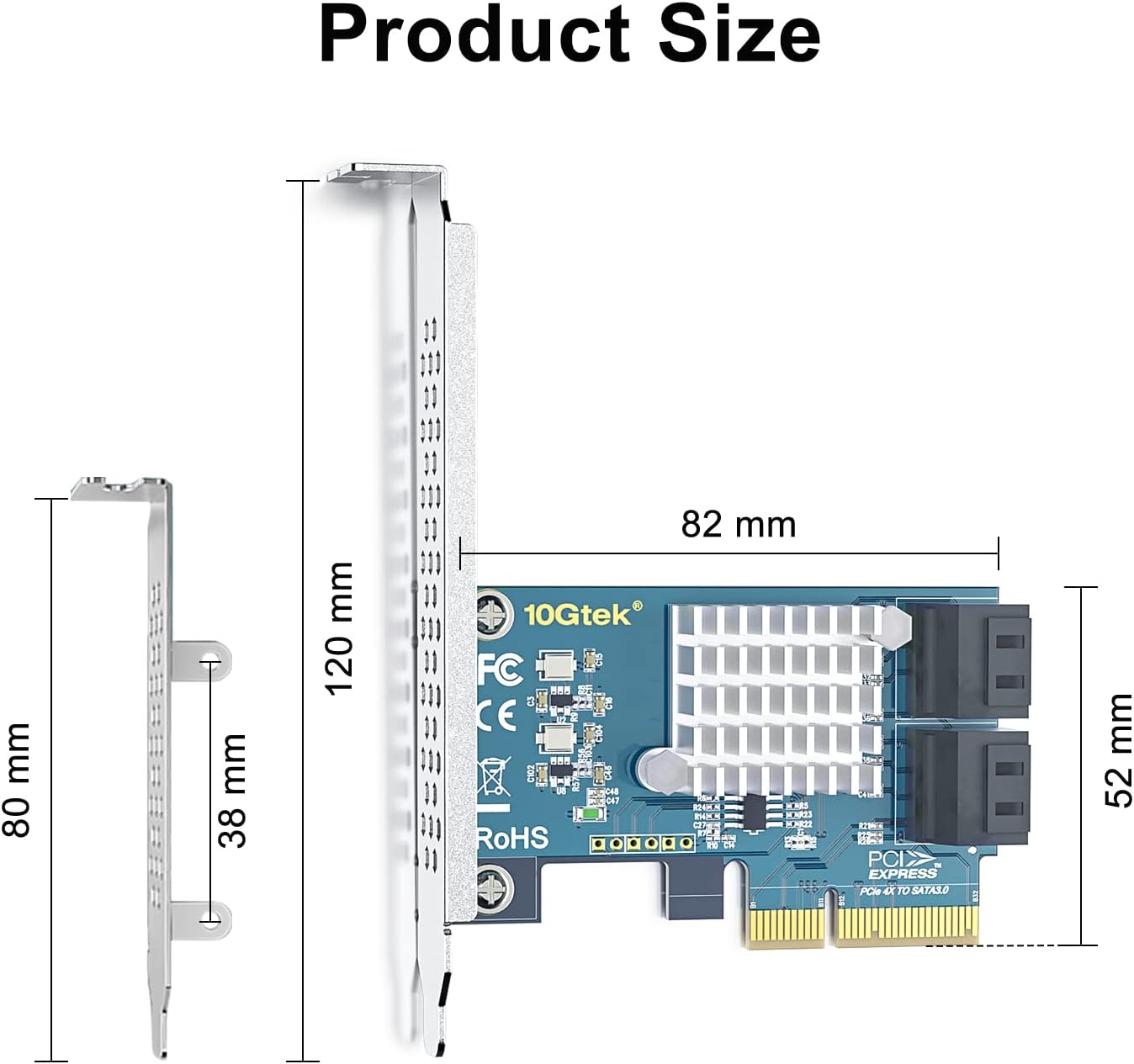 ipolex 6-Port PCIe SATA Expansion Card, 6Gbps SATA III Controller with 6 Cables & Low Profile Bracket, PCIe x4, Support 6 Devices for PC/Server/NAS