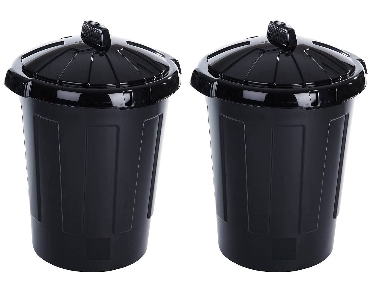 Easy Shopping® 80 Litre 80L Extra Large Black Plastic Dustbin Kitchen House Garden Storage Animal Feed Unit Bin with Clip Locking Lid (2)