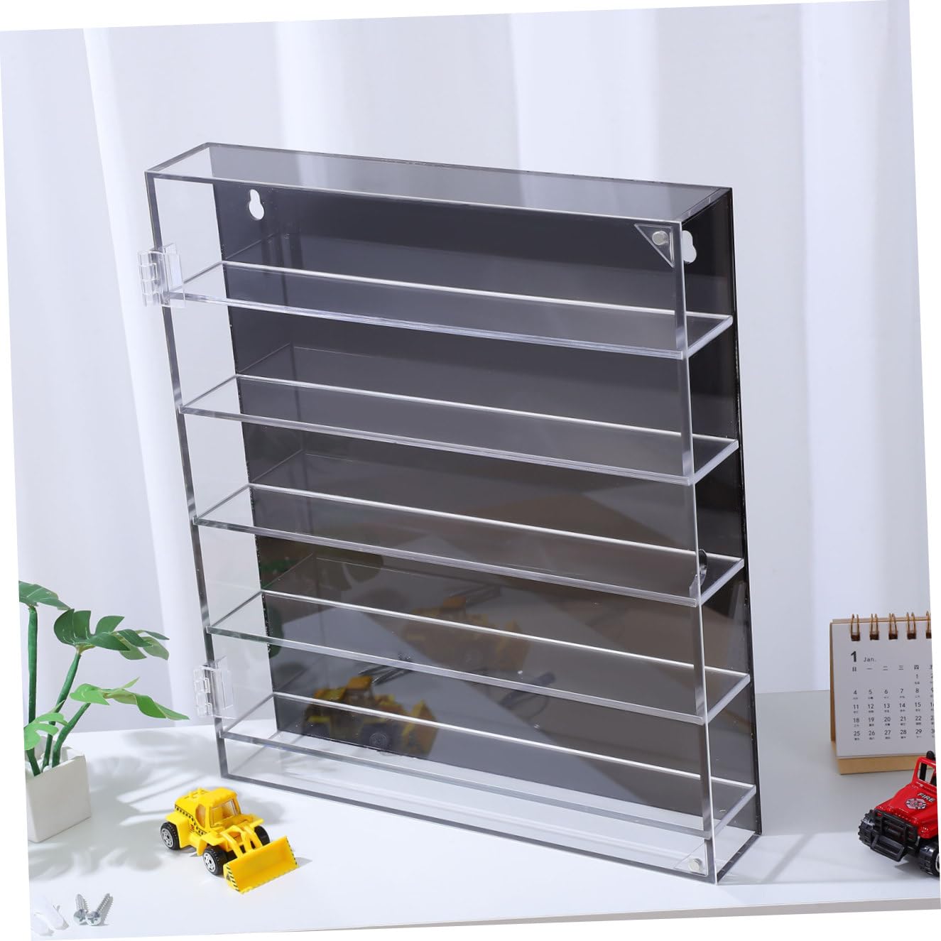 LABRIMP Acryl Vitrine für Spielzeugautos mit Transparentem Design und Kratzfestem Schutz Geeignet für Wandmontage und Tischaufstellung Schwarz Mehrschichtig