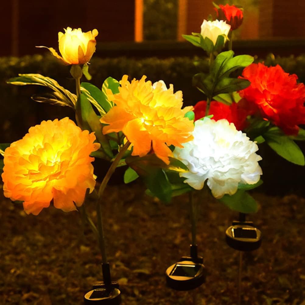 Aolyty Solar Flower Garden Lights, Solar Peony Light Outdoor Decoration IP65 Waterproof Solar Stake Lights 2 Pack LED Landscape Light for Pathway Walkway Patio Lawn Garden Decor (Red)