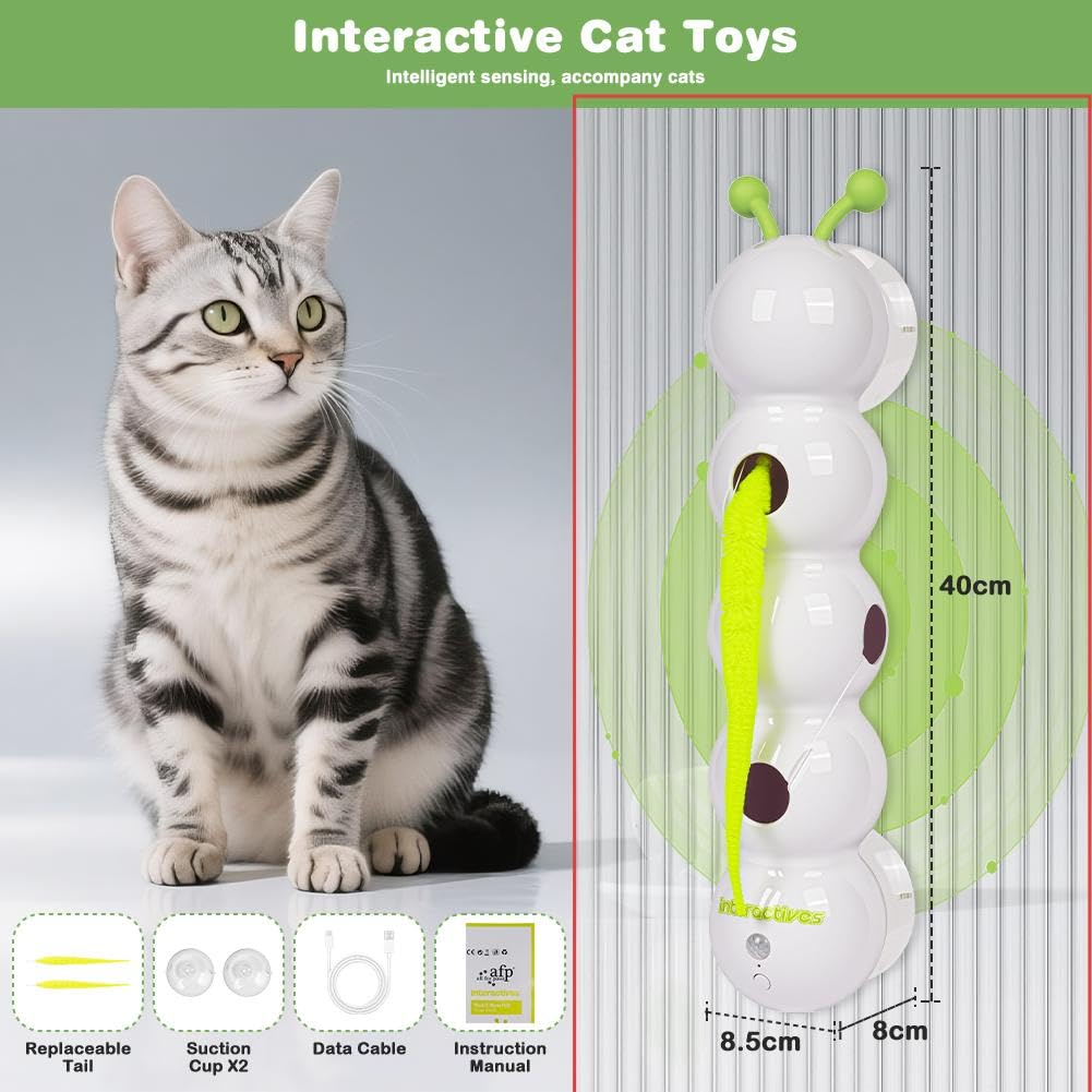 OSDUE Caterpillar Smart Cat Toy, 1 PCS Smart Motion Cat Toy With Suction Cup Worm Design - Image 2