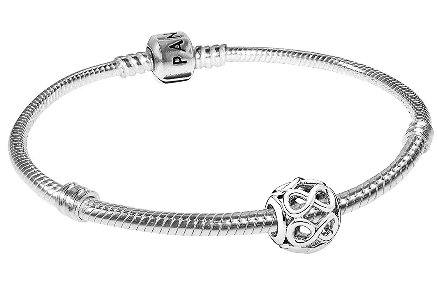 PANDORAPulsera con símbolo de infinito, juego básico, bonitas joyas de plata para mujer, elegante idea de regalo para mujeres a la moda, 08051