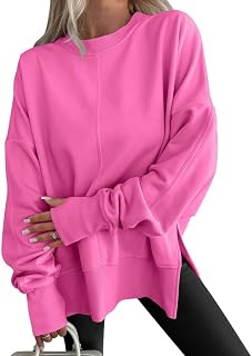 Oversized Women's Sweatshirt Hoodie Long Sleeve Thumb Hole Side Slit Pullover Top Y2K Teen Fashion