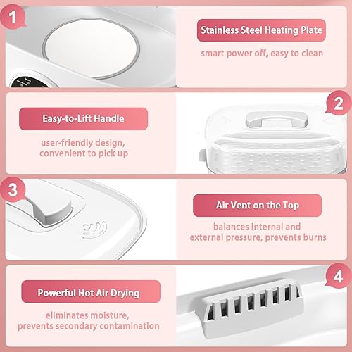 Miniatura 5 de Fisca Esterilizador y secador de biberones, desinfectante y secadora de botellas de gran capacidad 5 en 1, 2 capas compactas, esterilizador de vapor