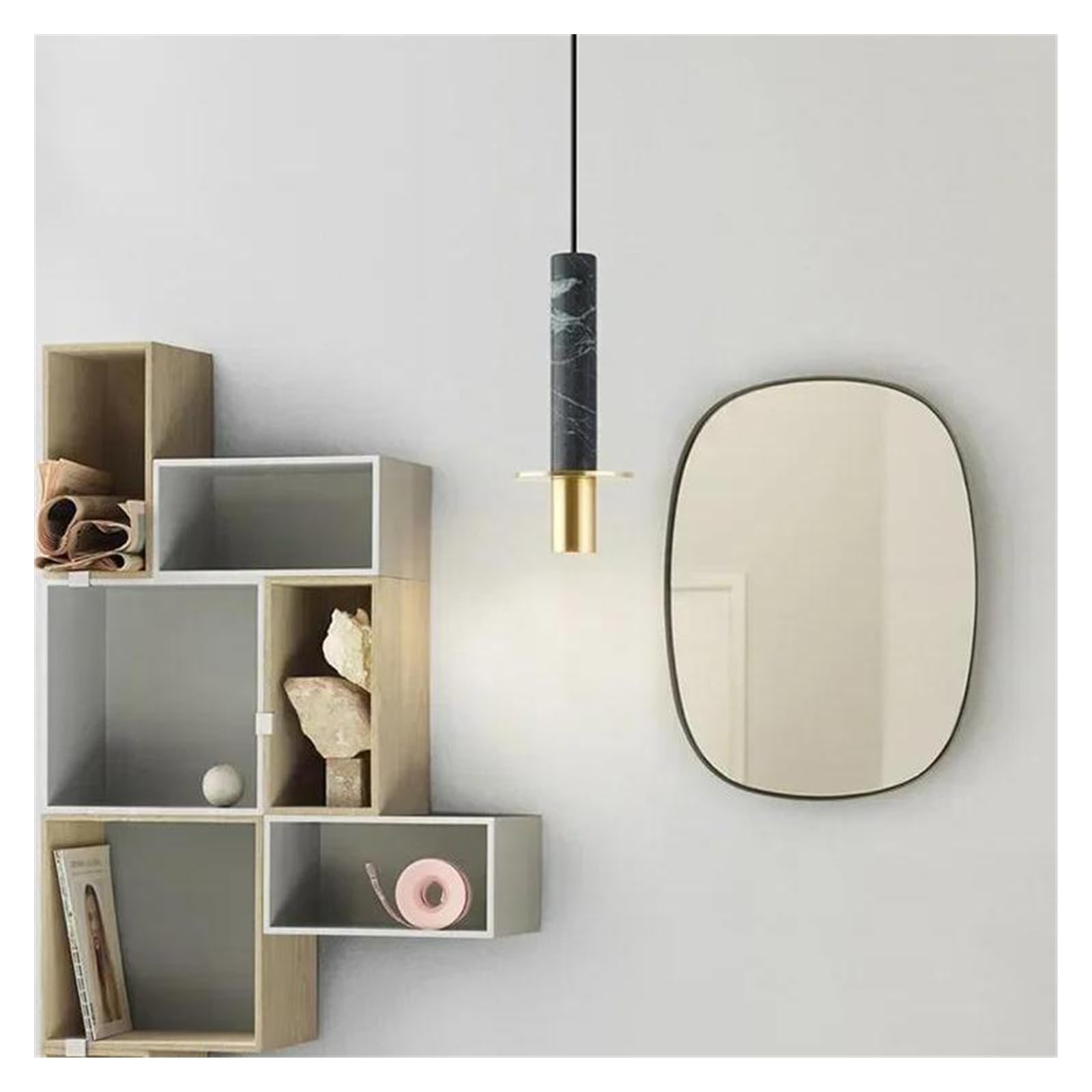 HYJAUSXB Nordic Creative Design Minimalist Restaurant Led Chandelier Bedroom Bedside Long Hanging Small Pendant Lights(Black B)