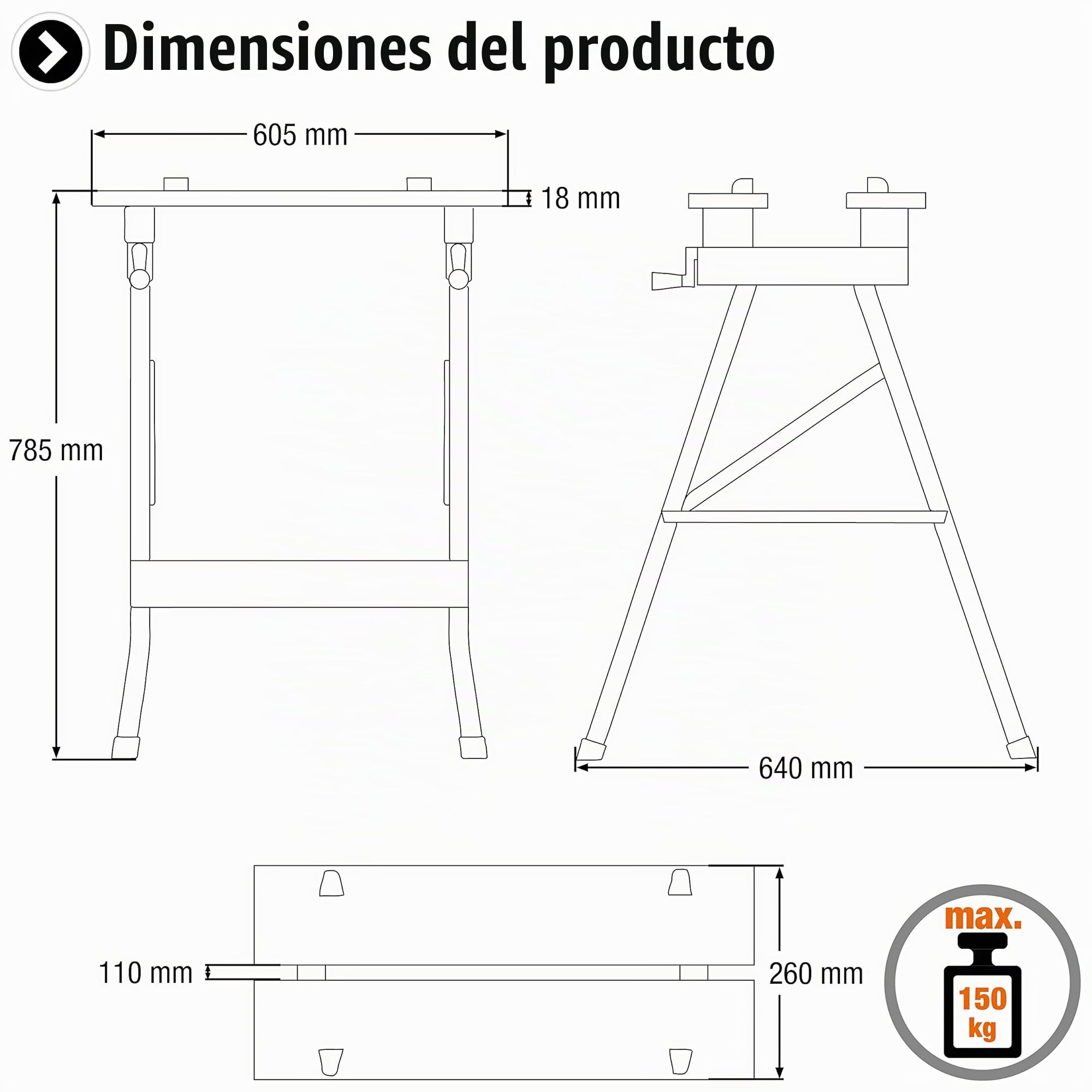 Meister Banco de trabajo mesa de sujeción 150 kg 9079100